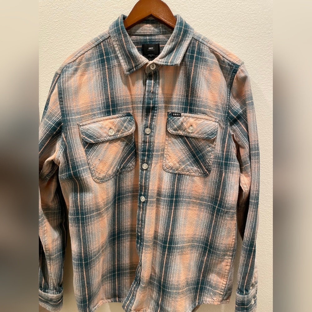 Obey flannel size L pink/blue